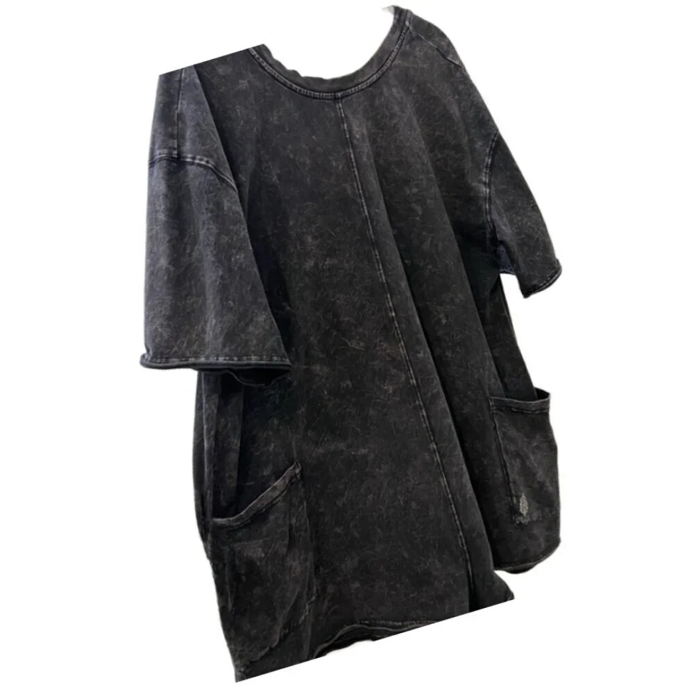 Free People Hot Shot Tee-Shirt Style Black Wash Onsie Romper Size Small
